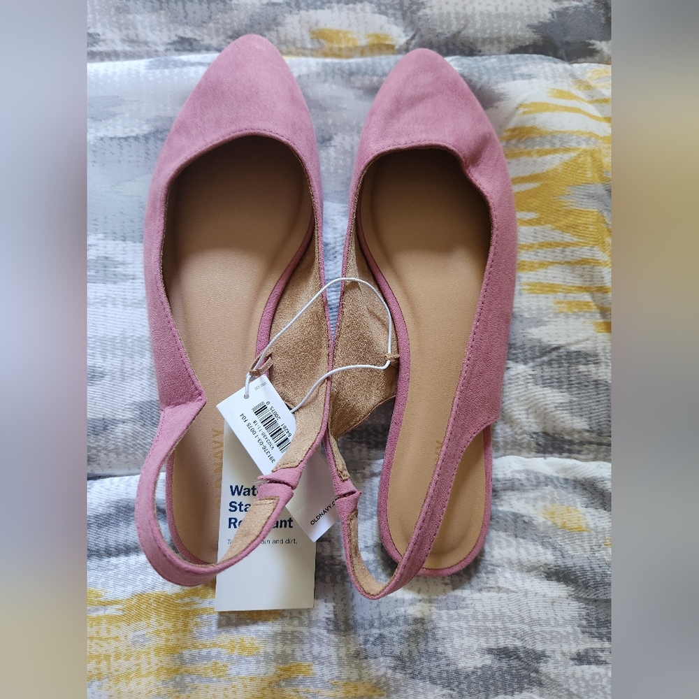 Pink sling back flats